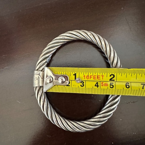 ALS Italy Sterling Silver & 18K Gold Cable Bangle Hinged Bracelet - Picture 14 of 14